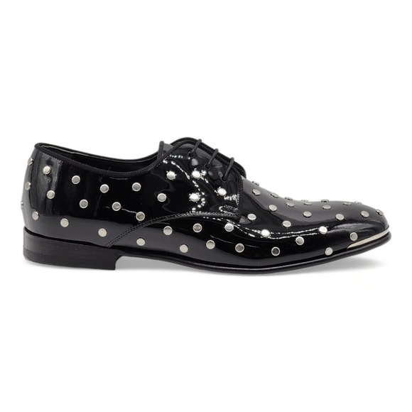 Alexander McQueen Patent Leather Men's Studded Derby Shoes $1150 - Picture 3 of 7